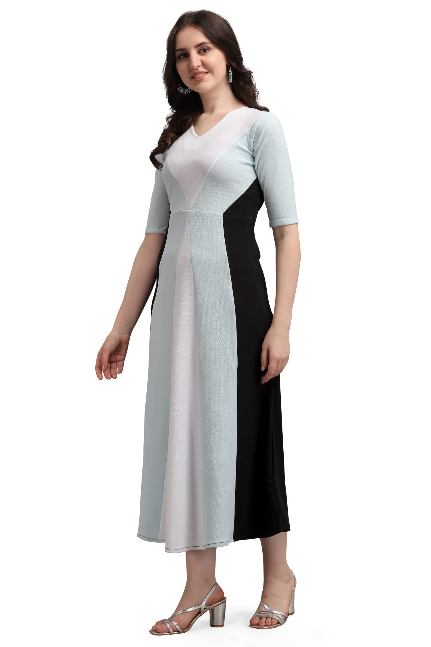 PURVAJA Women's Maxi Empire Waist Dress - Sky Blue - Image 3