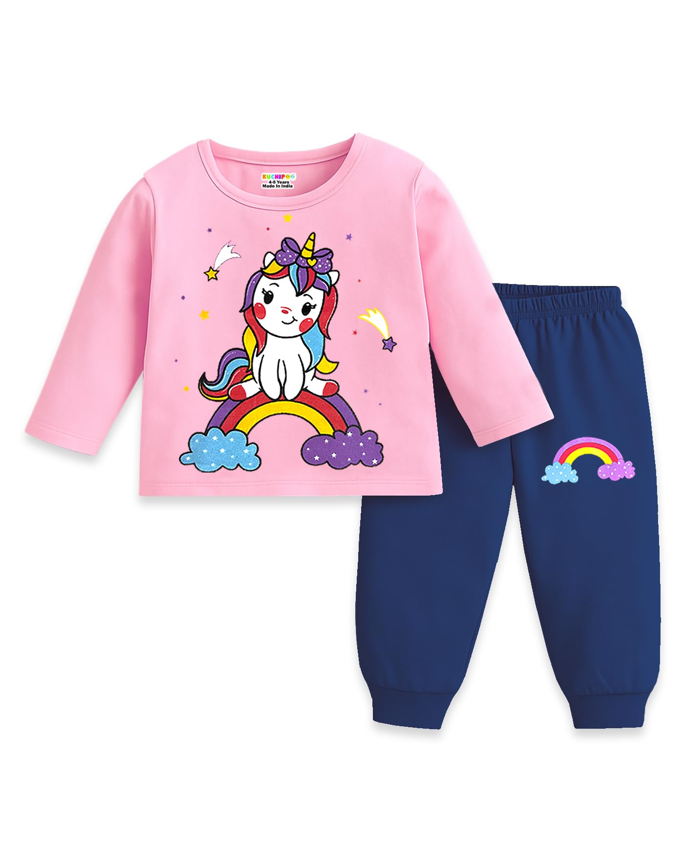 Kuchipoo Girl Cotton T-Shirts and Pyjamas Set - Multi-Colored - Image 4