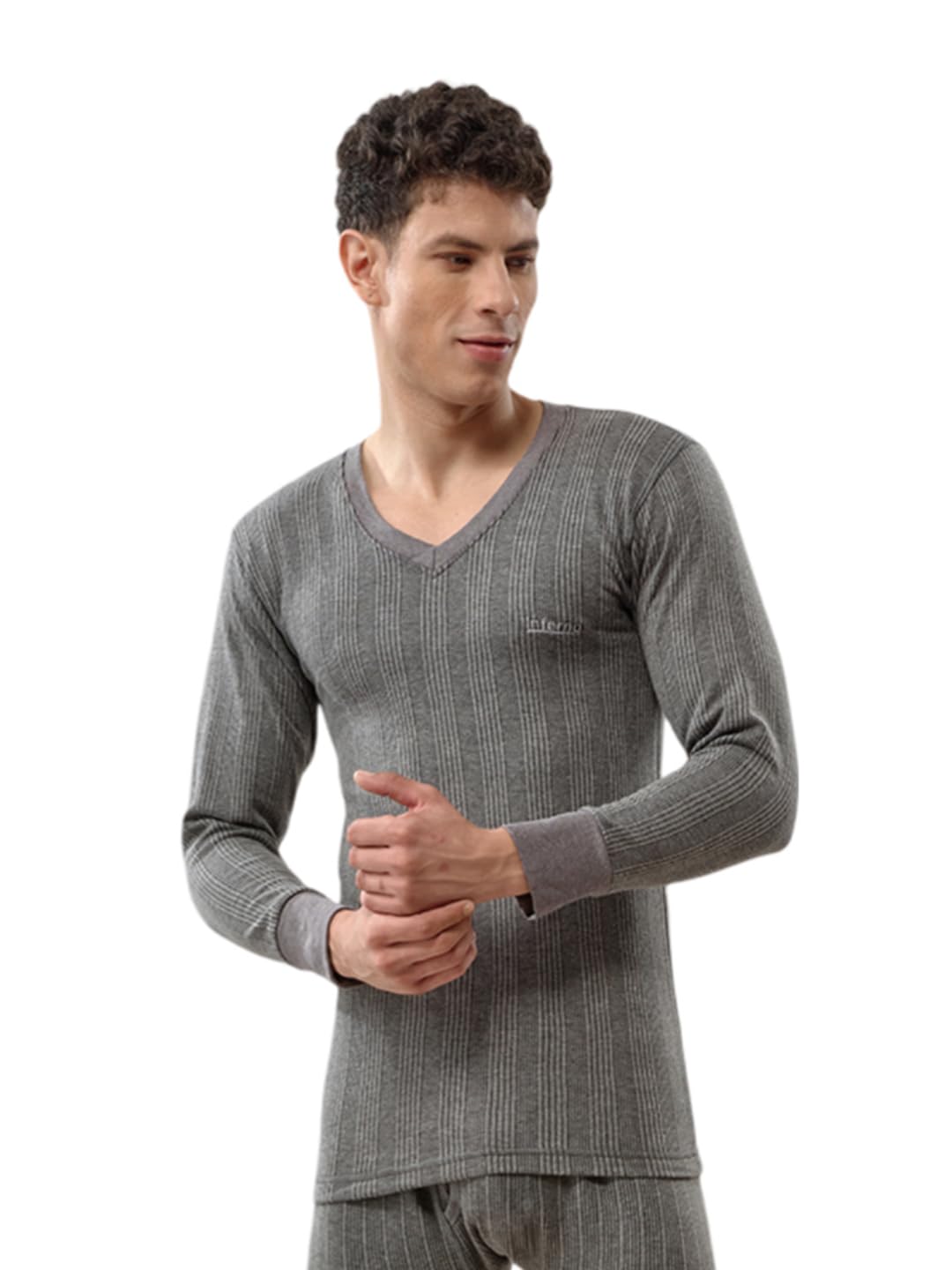 Lux Inferno Cotton Men's Thermal Top - Charcoal Melange