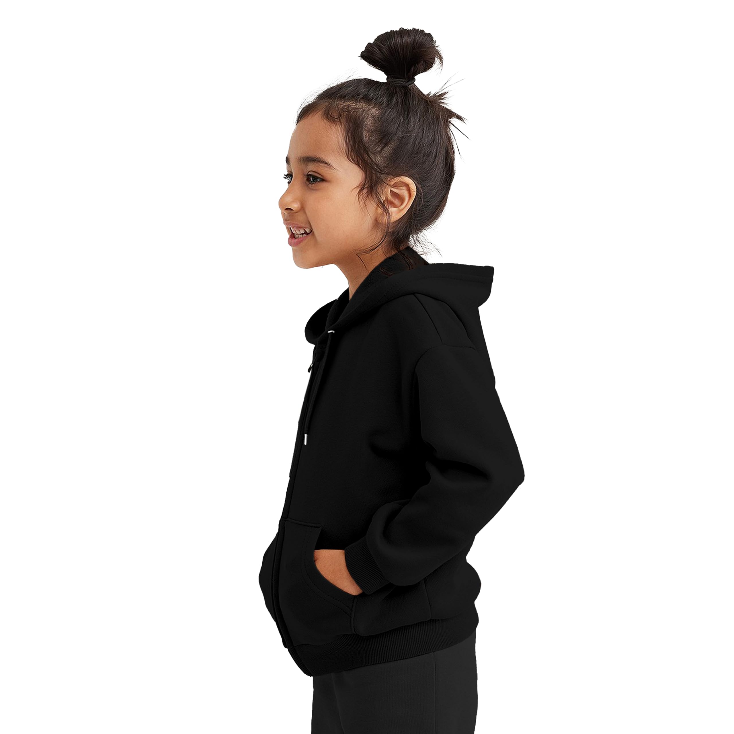 Funky Monkey Black Zip-Up Hoodie for Girls - Image 2
