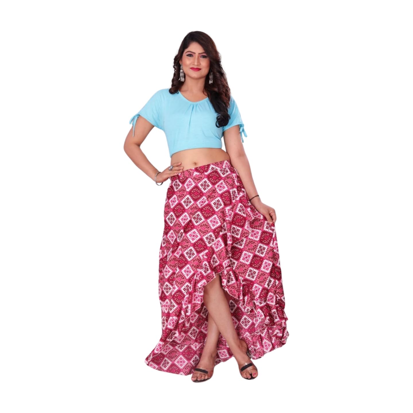 JYESHTA Floral Print Crepe Midi Skirt - Pink - Image 3
