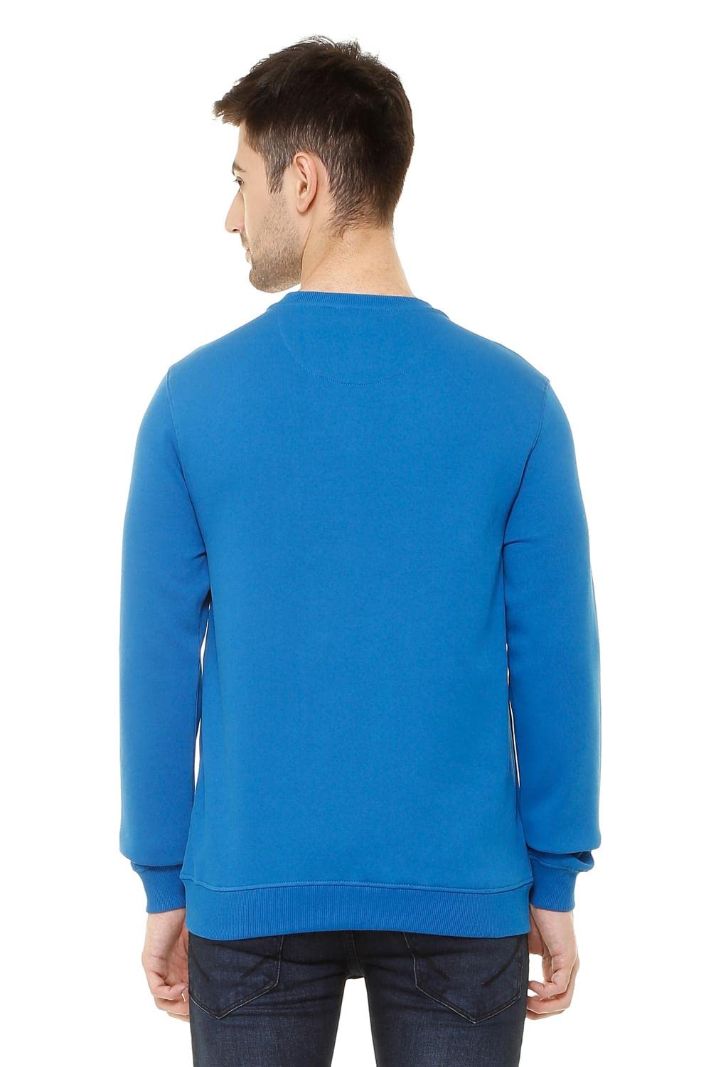 Allen Solly Royal Blue Cotton Crew Neck Sweatshirt for Men - Image 2