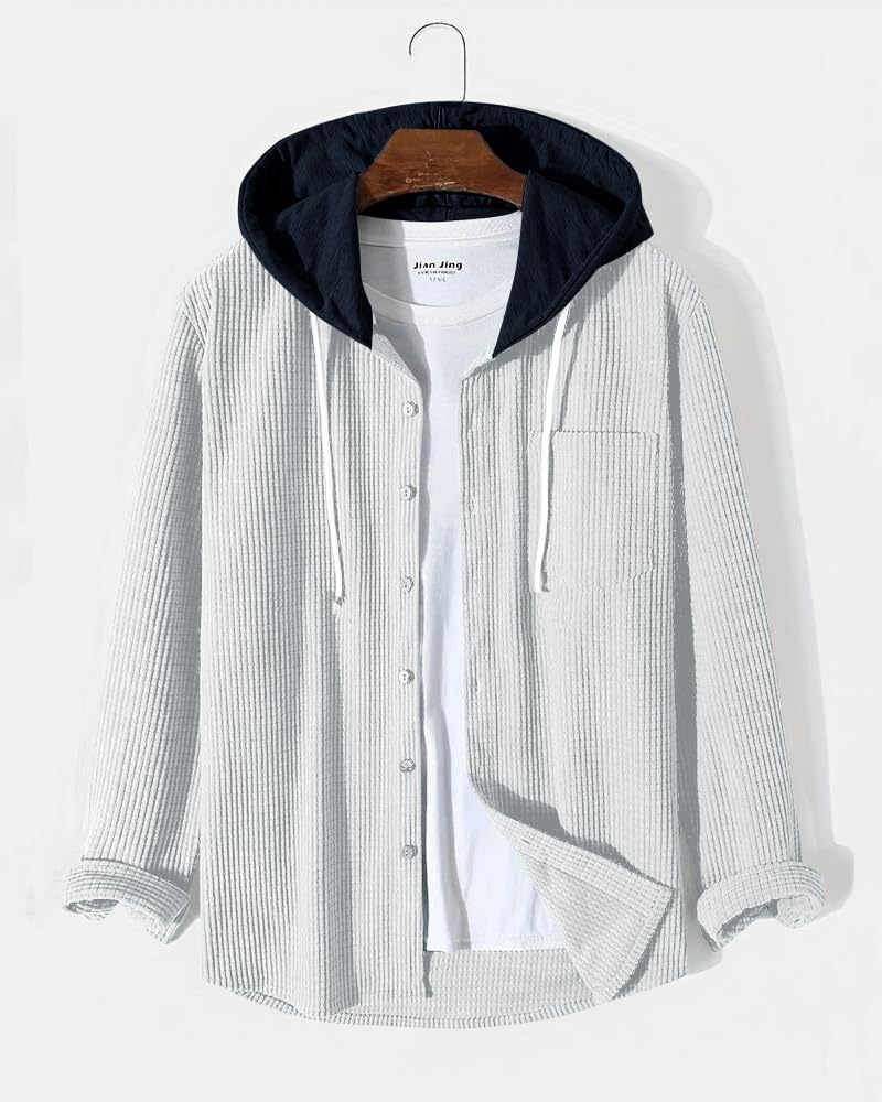 Noble Monk Men's Solid Shirt - White Navy Blue - Image 2