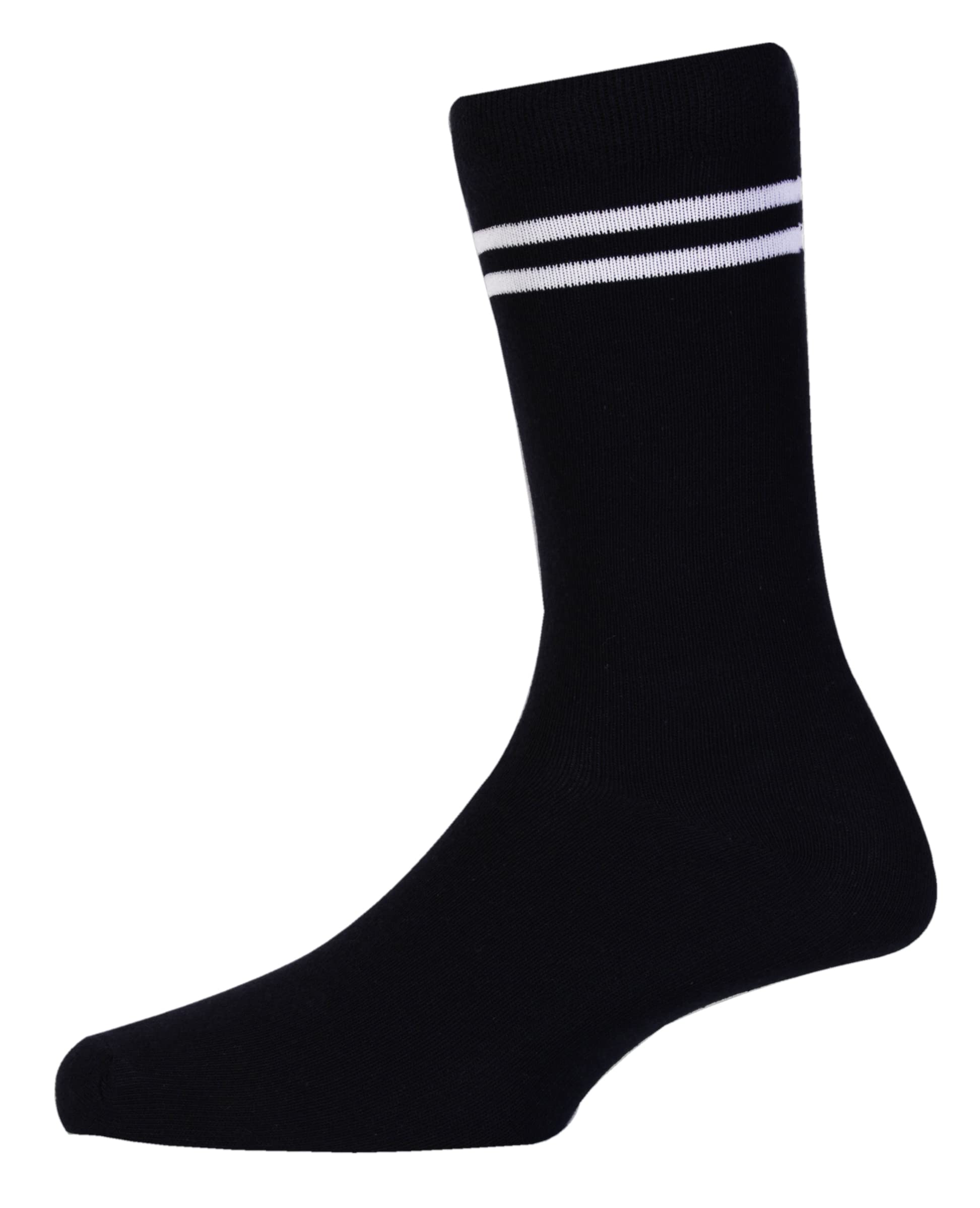 ROYAL CLASS Black & White Striped Calf Socks for Boys & Girls - Image 2