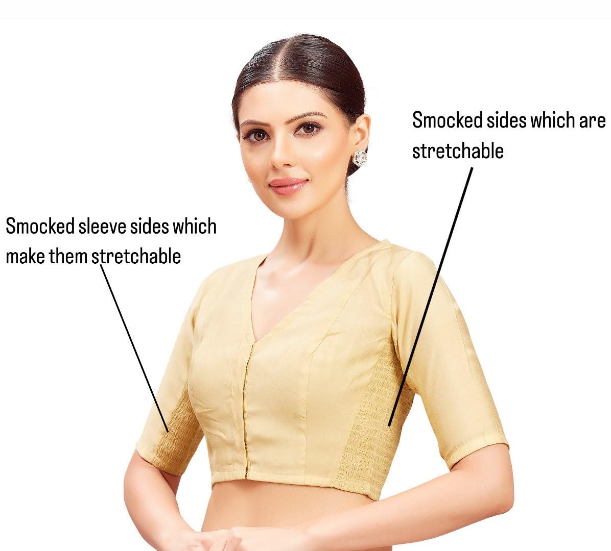 Studio Shringaar Women Cotton Silk Saree Blouse - Gold - Image 2