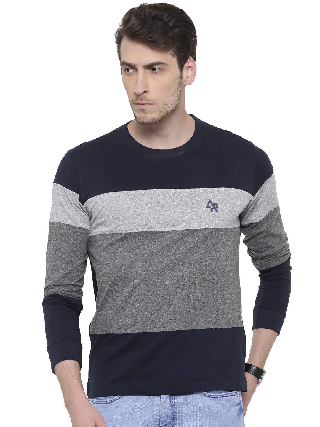 ADRO Men Cotton Full Sleeve T-Shirt - Navy
