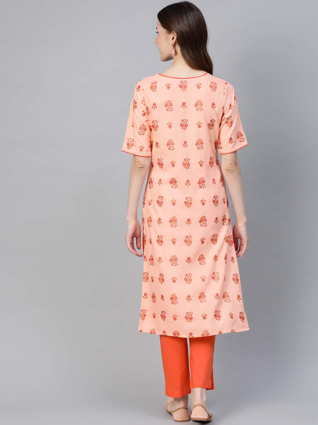 idaLia Women's Orange Rayon Kurta Set - Image 2