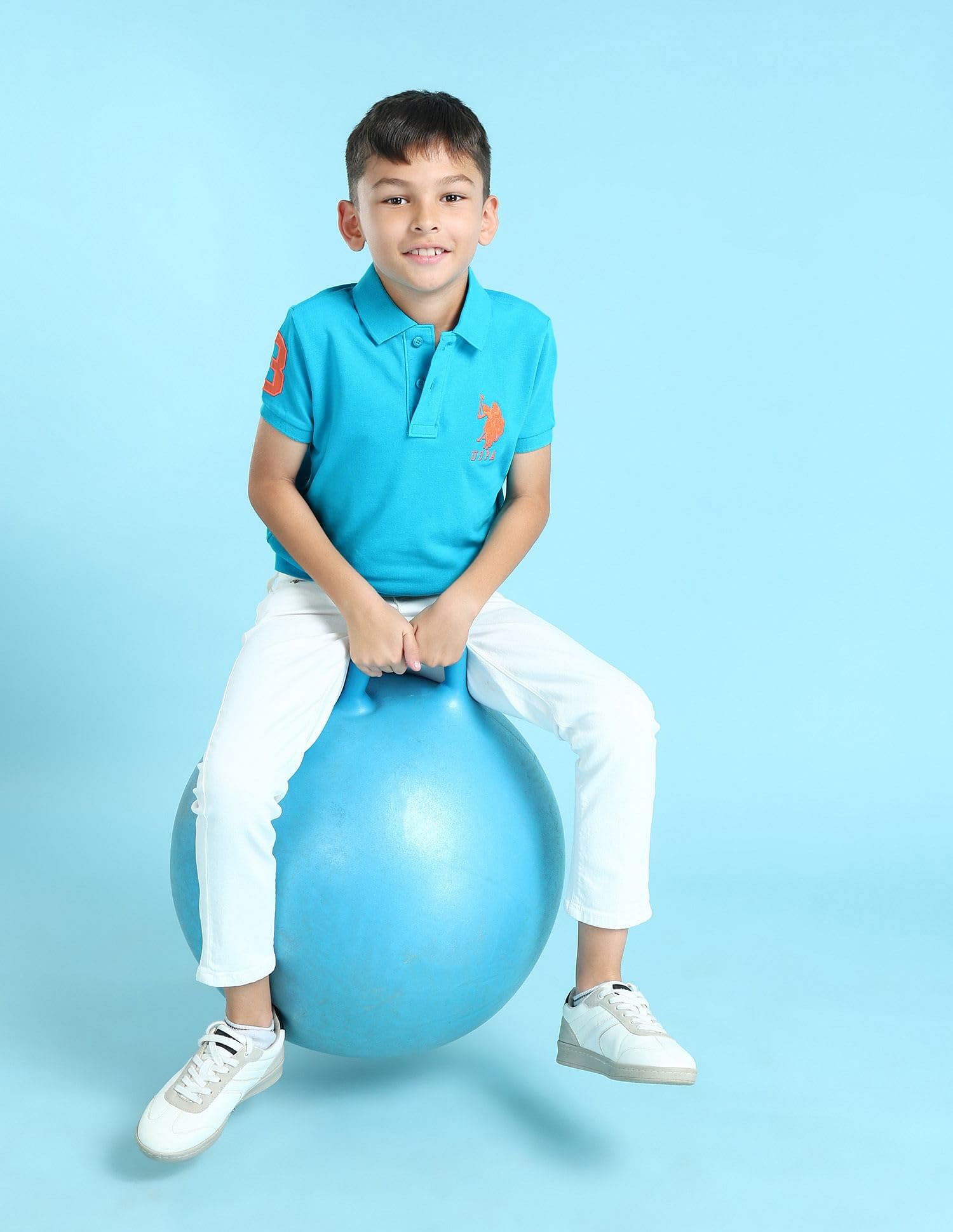 U. S. POLO ASSN. Boy's Solid Polo Shirt - Turquoise - Image 2