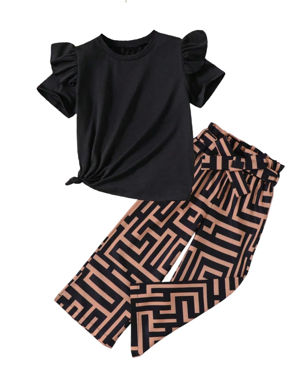 TAGAS Girls Solid Tank Top & Polka Dot Pants