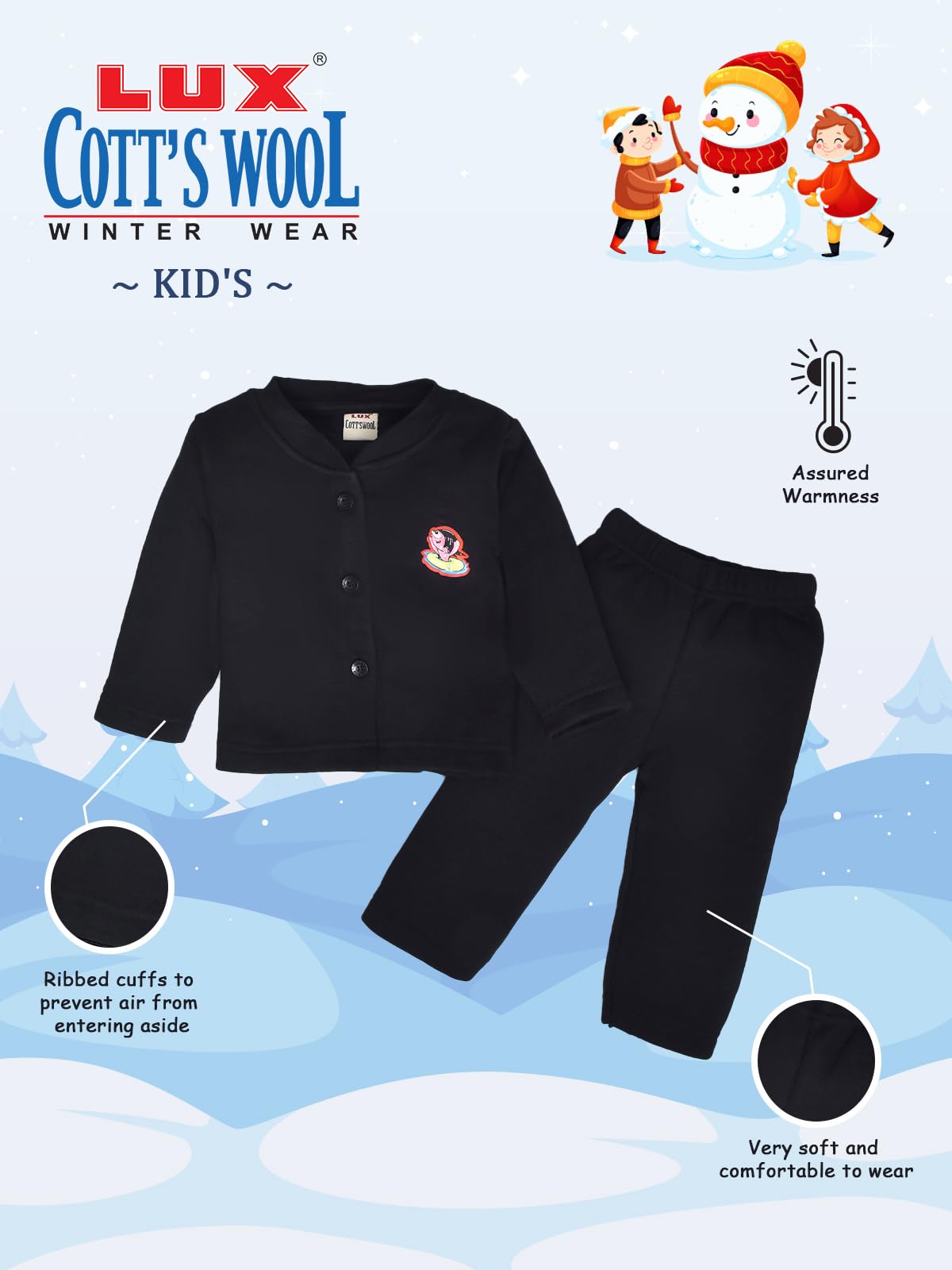 Lux Cottswool Baby Thermal Set - Black - Image 2