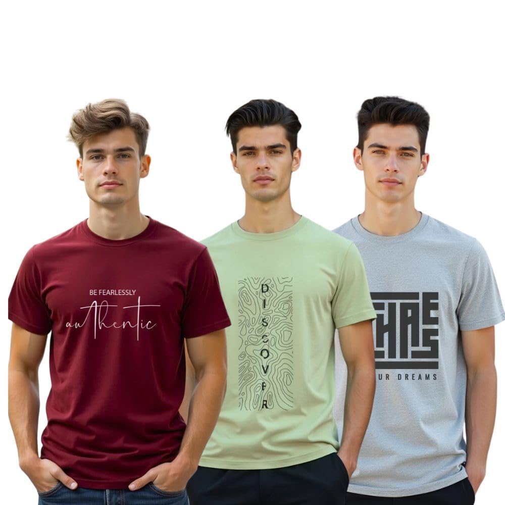 NOBERO Men's Letter Print T-Shirt