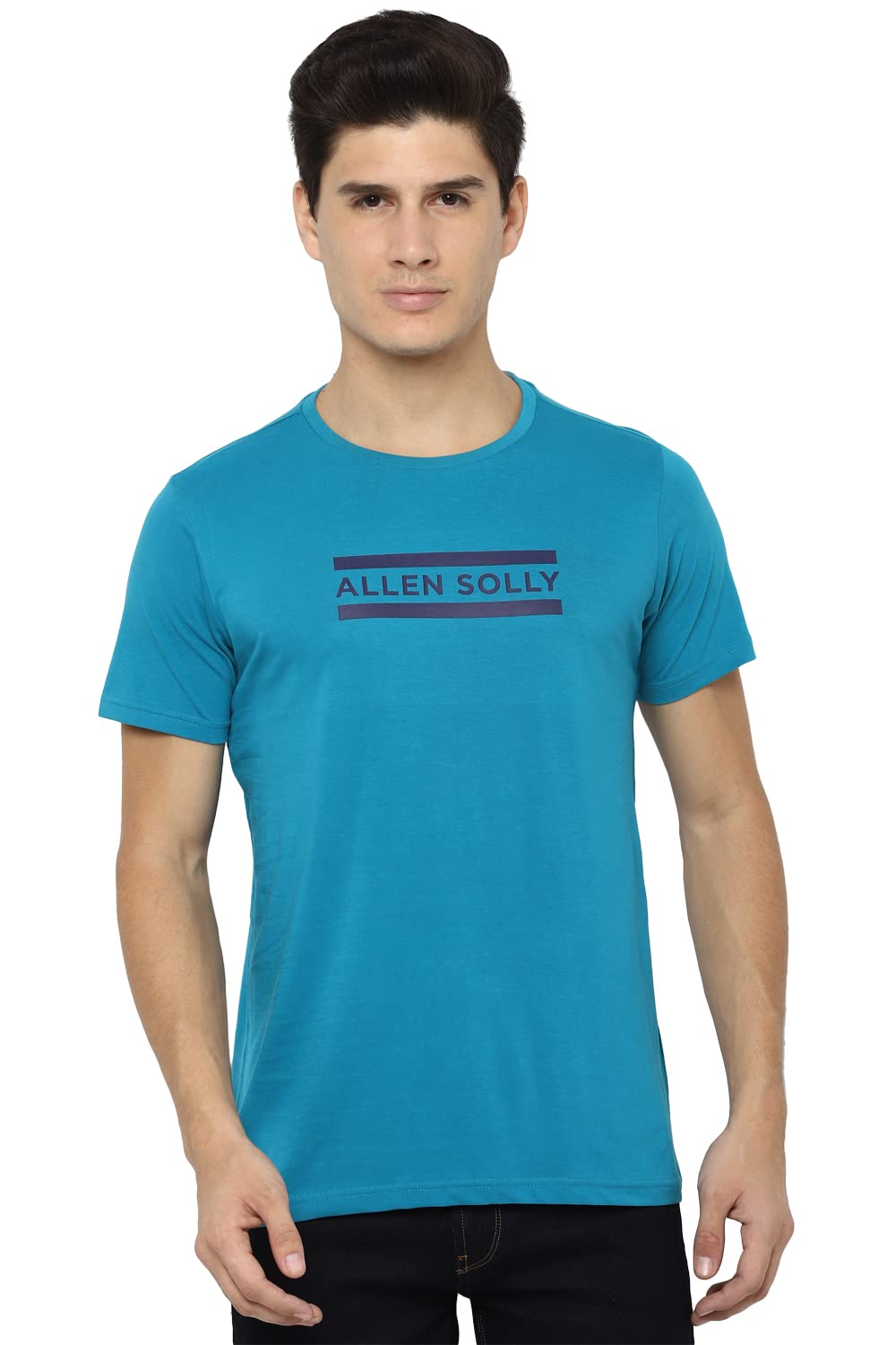 Allen Solly Men Plain T-Shirt - Teal