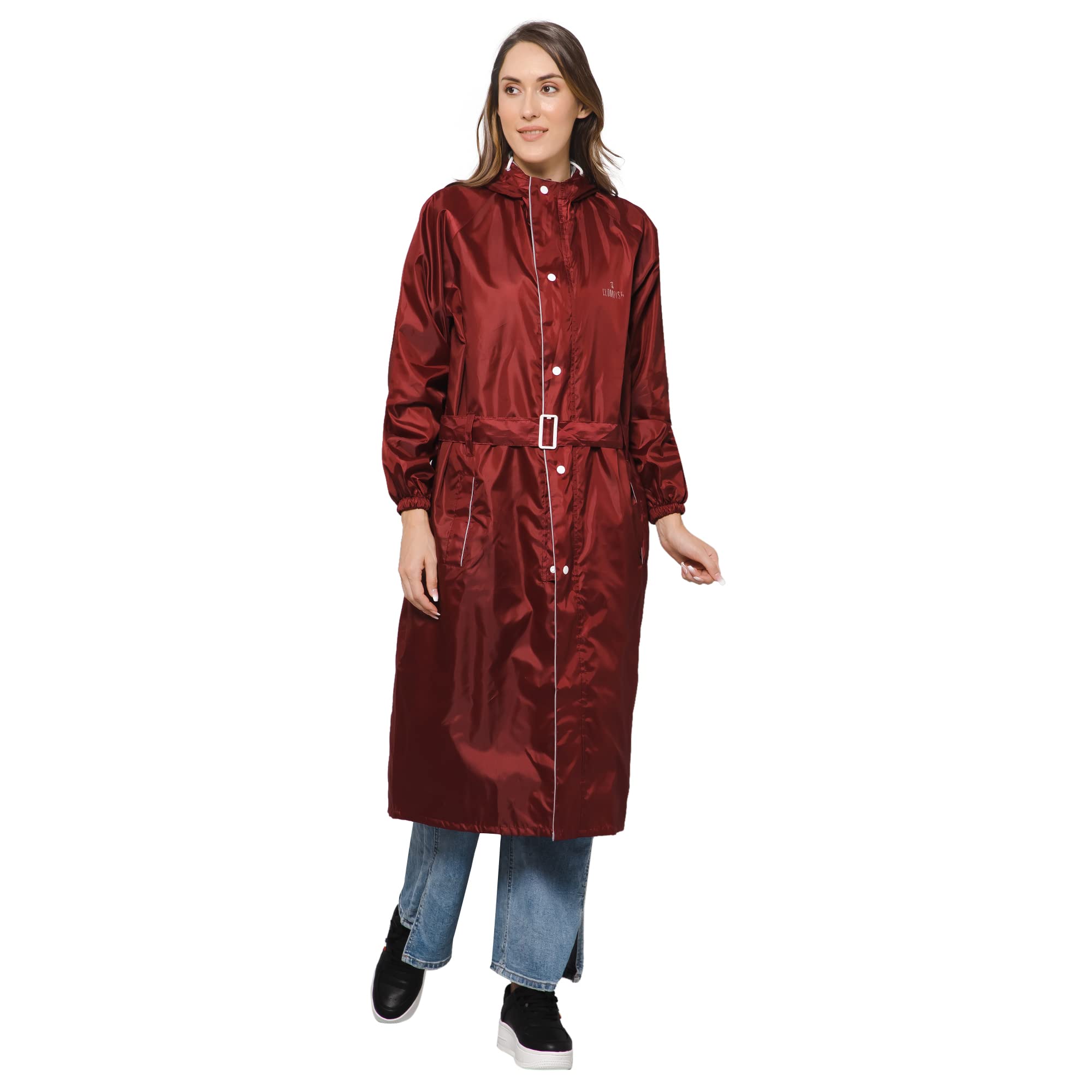 CLOWNFISH Polyester Raincoat for Women Waterproof Reversible