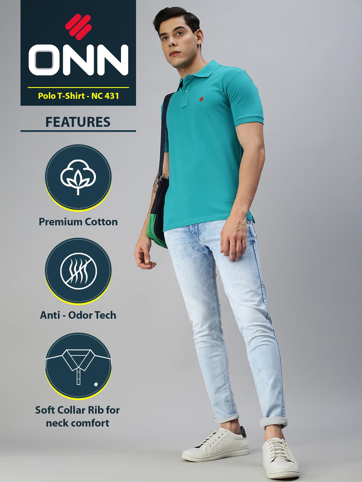 ONN Men's Sea Green Polo Shirt - Image 2