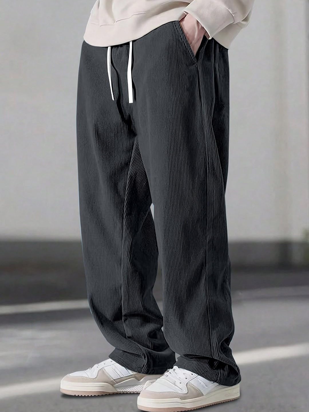 Preneum Men's Mid Rise Poly Cotton Trouser - Black Beige Grey - Image 5