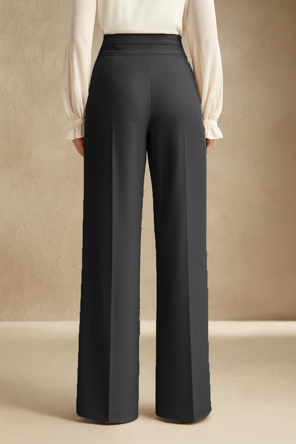 SAKHWALA High Waist Wide Leg Trousers for Women - Beige Grey Pink - Image 2