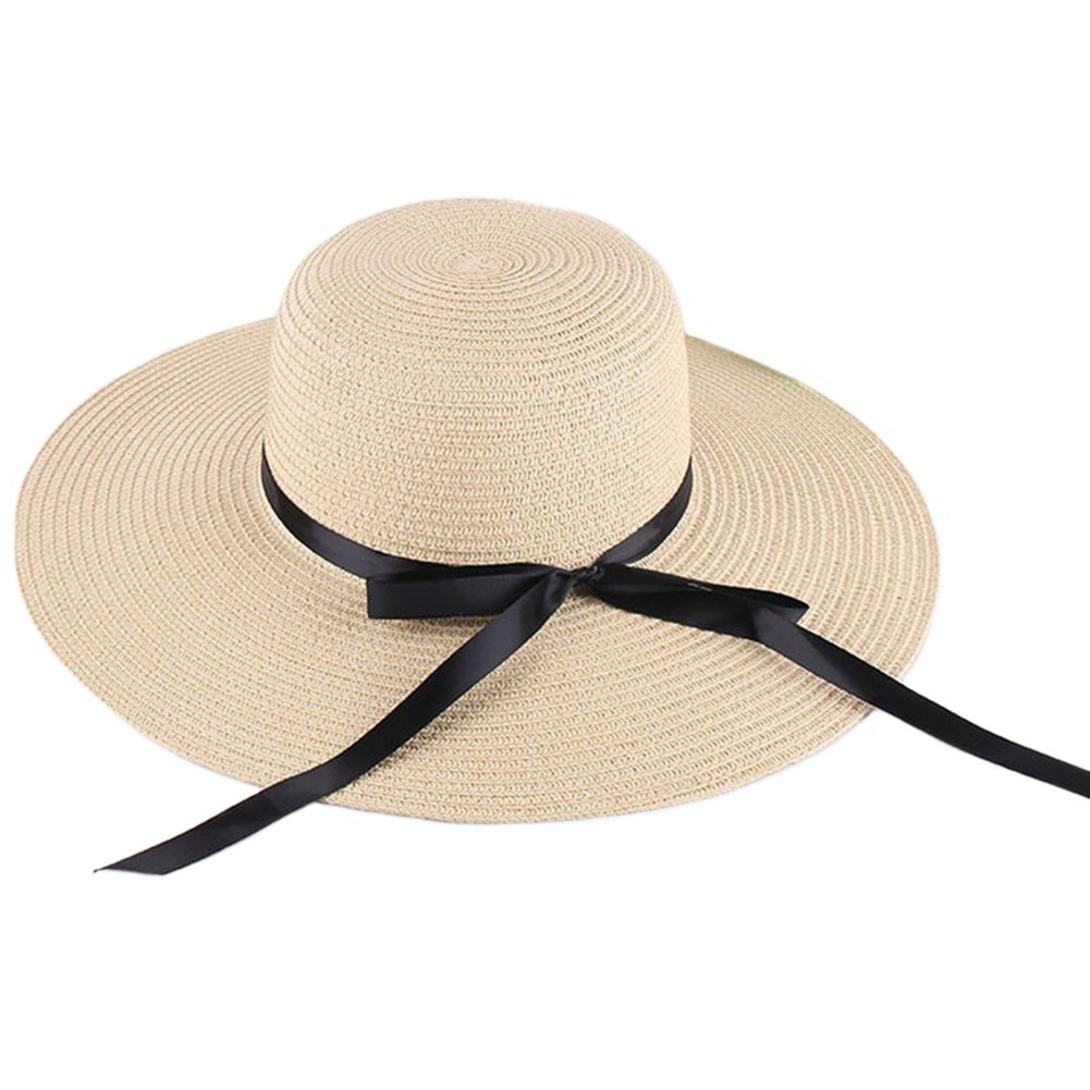 Itopfox Women's Straw Sun Hat - Beige - Image 5