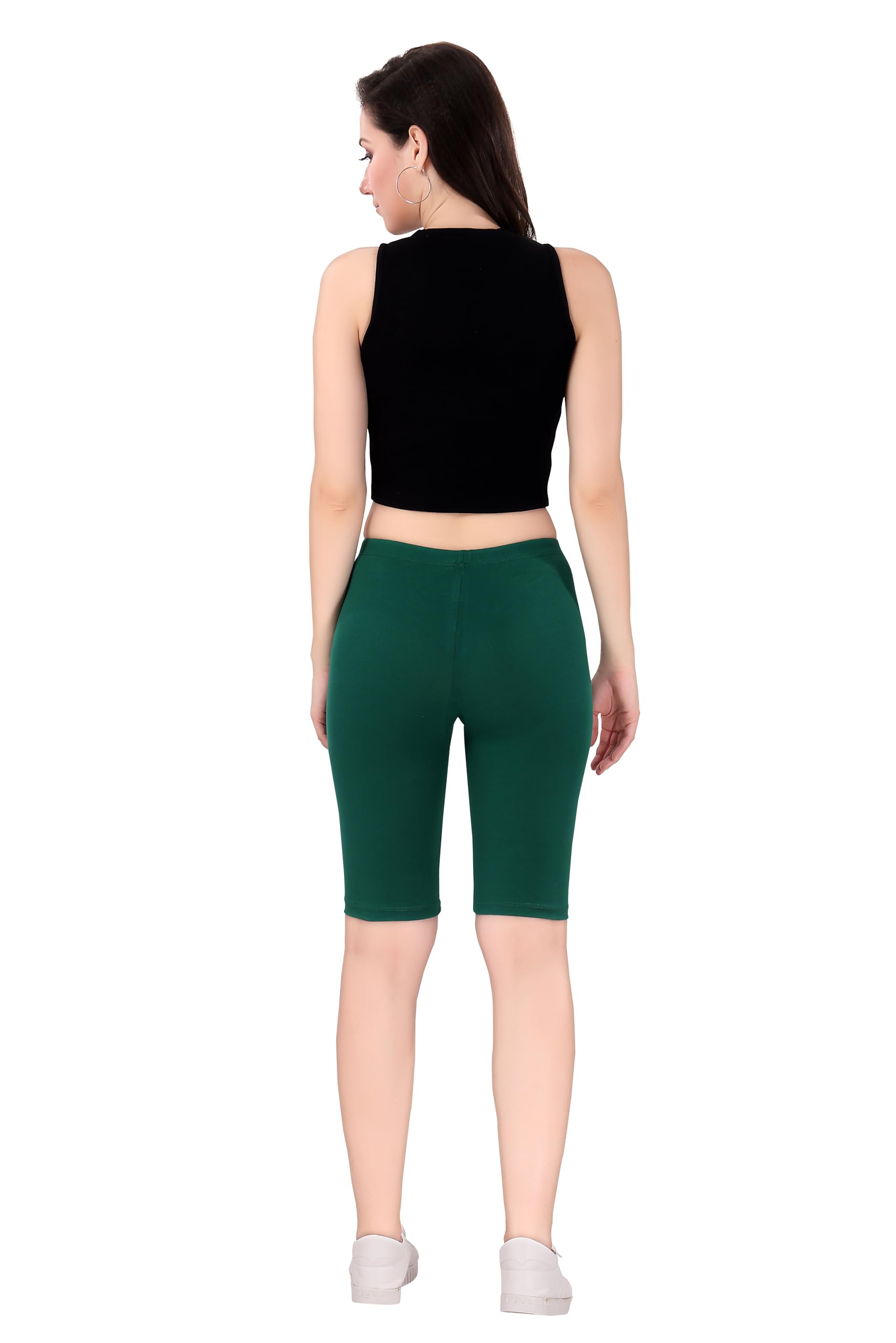 TRASA Women's Forest Green Biker Shorts - Image 5