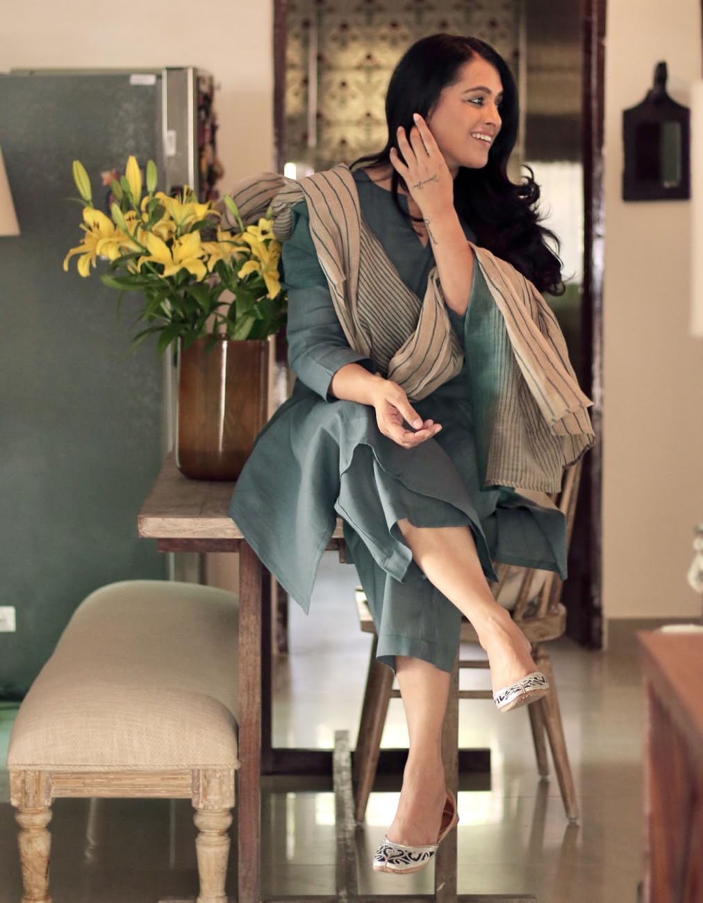 ANNI DESIGNER Grey Rayon Kurta Set for Women - Image 5