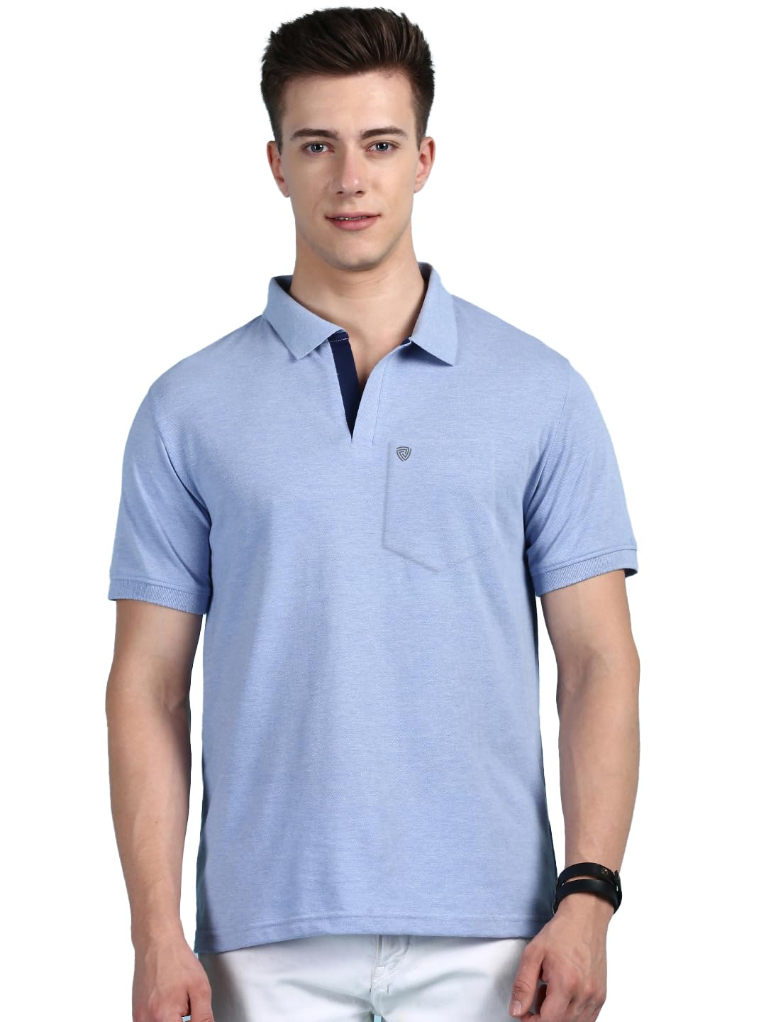Lux Cozi Men's Polo Neck T-Shirt - Oxford Blue