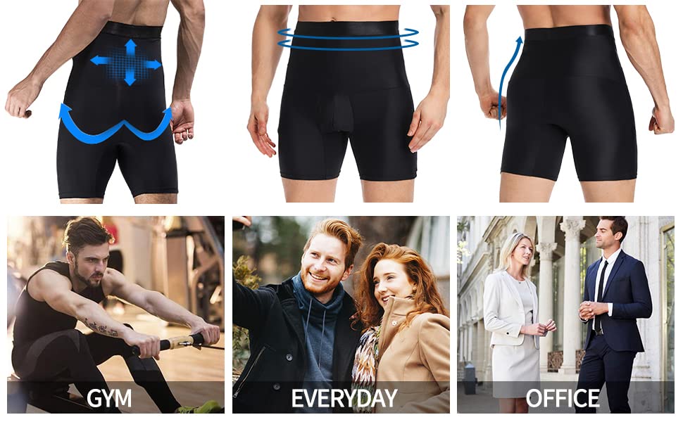 KROYWEN Men's High Waist Shapewear - Beige - Image 5