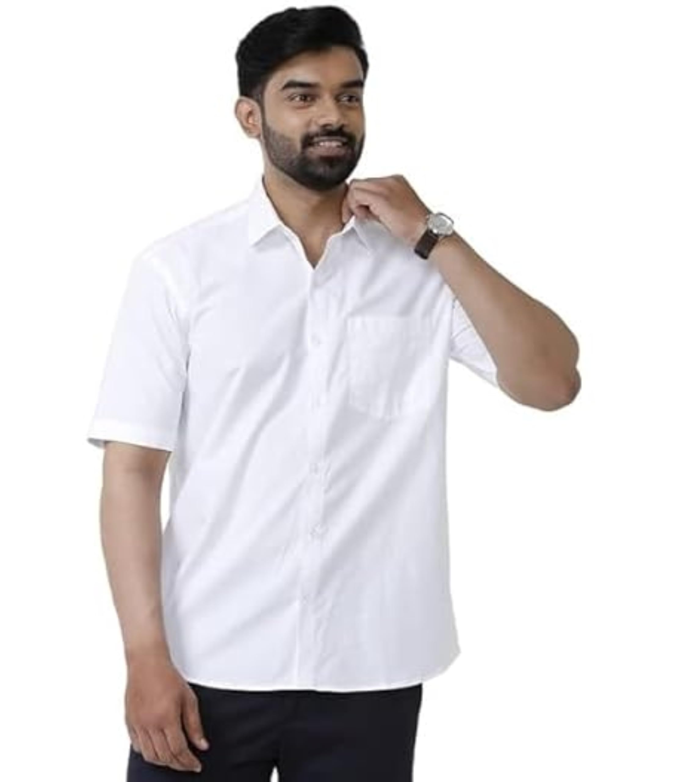 GarbGlide Men's Khadi Cotton Casual Shirt - White