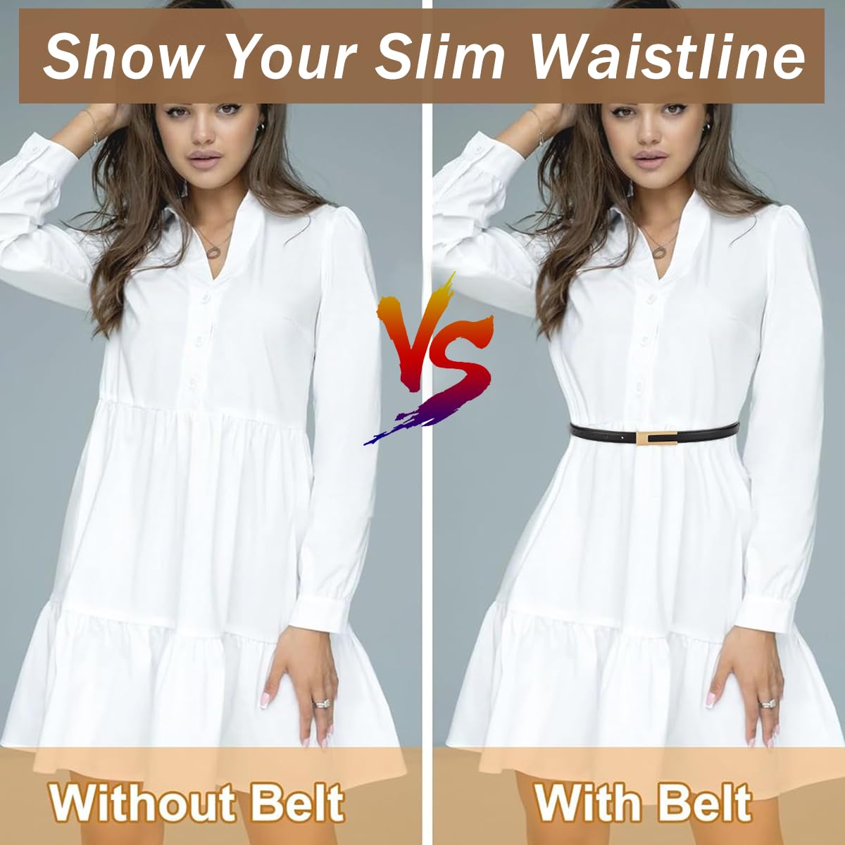 PALAY Women's PU Leather Belt - Gold - Image 4