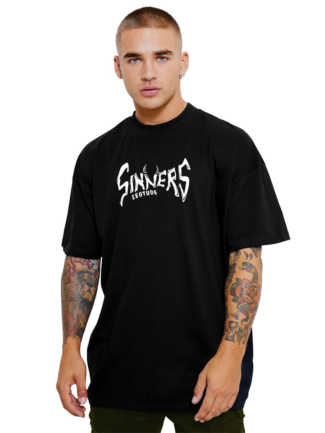 LEOTUDE Men's Oversized T-Shirt - Red - Image 2