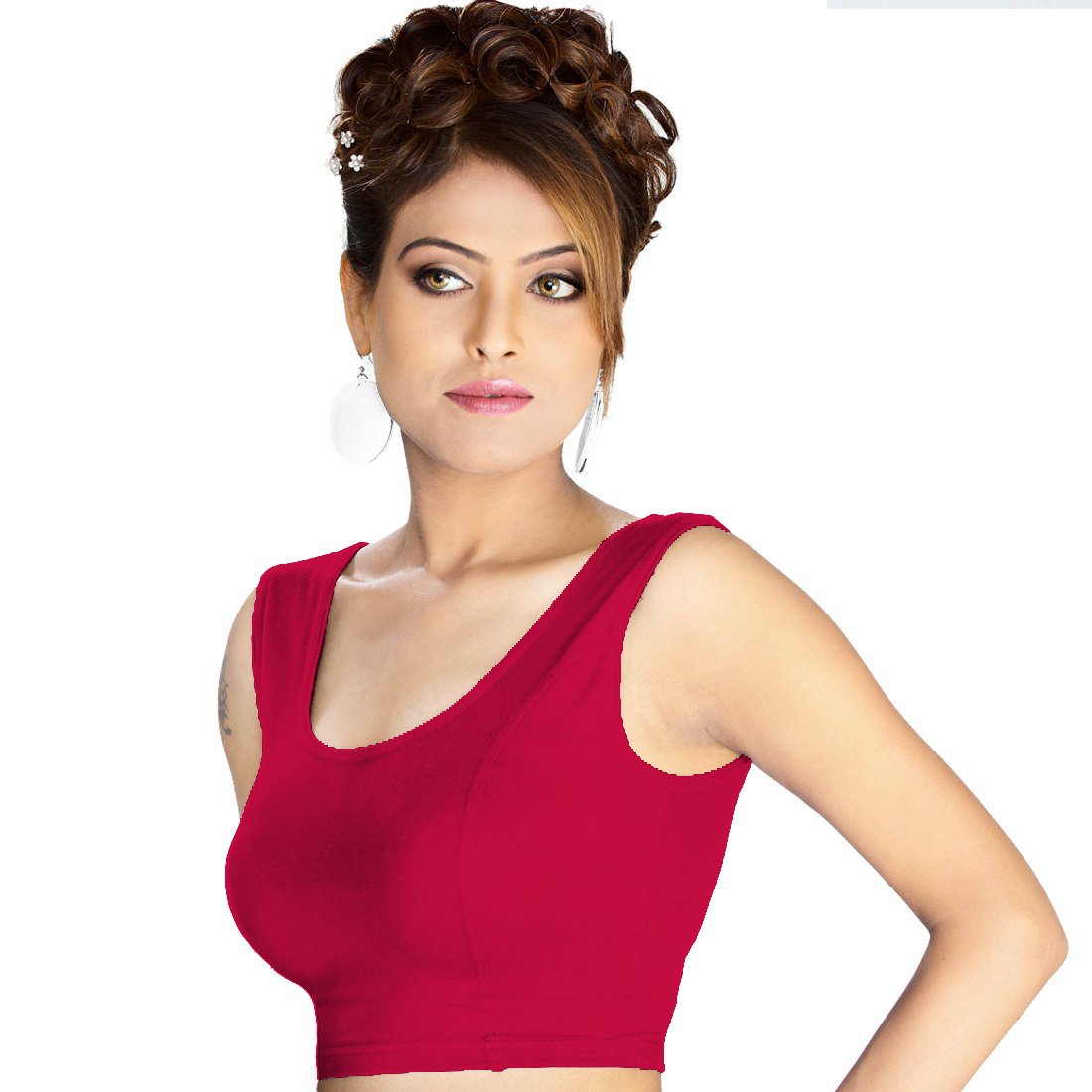 Abhi Saree Blouse for Women - Sleeveless Round Neck