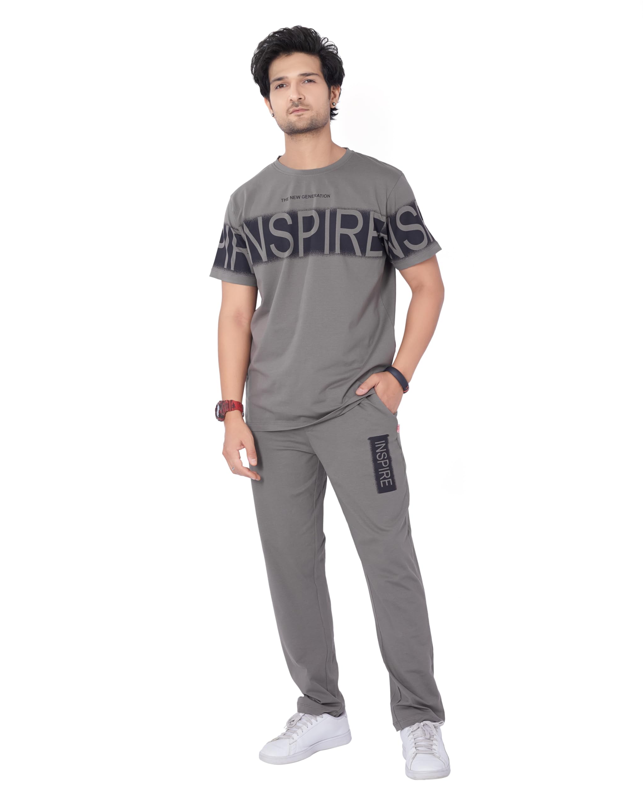WEET Men's Cotton T-Shirt & Pyjama Set - Grey