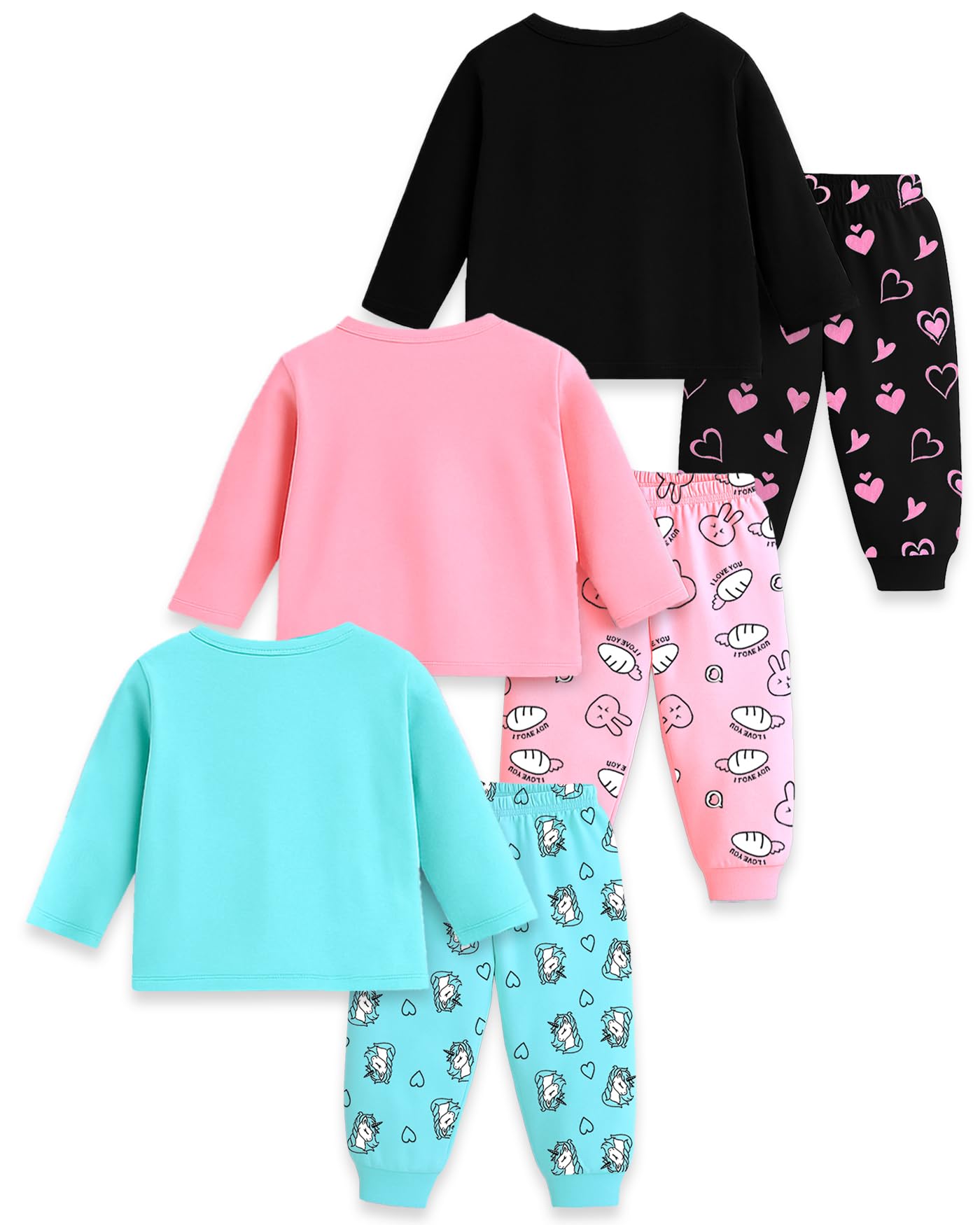 Kuchipoo Baby Girl Cotton T-Shirts and Pyjamas Set - Multi-Colored - Image 2