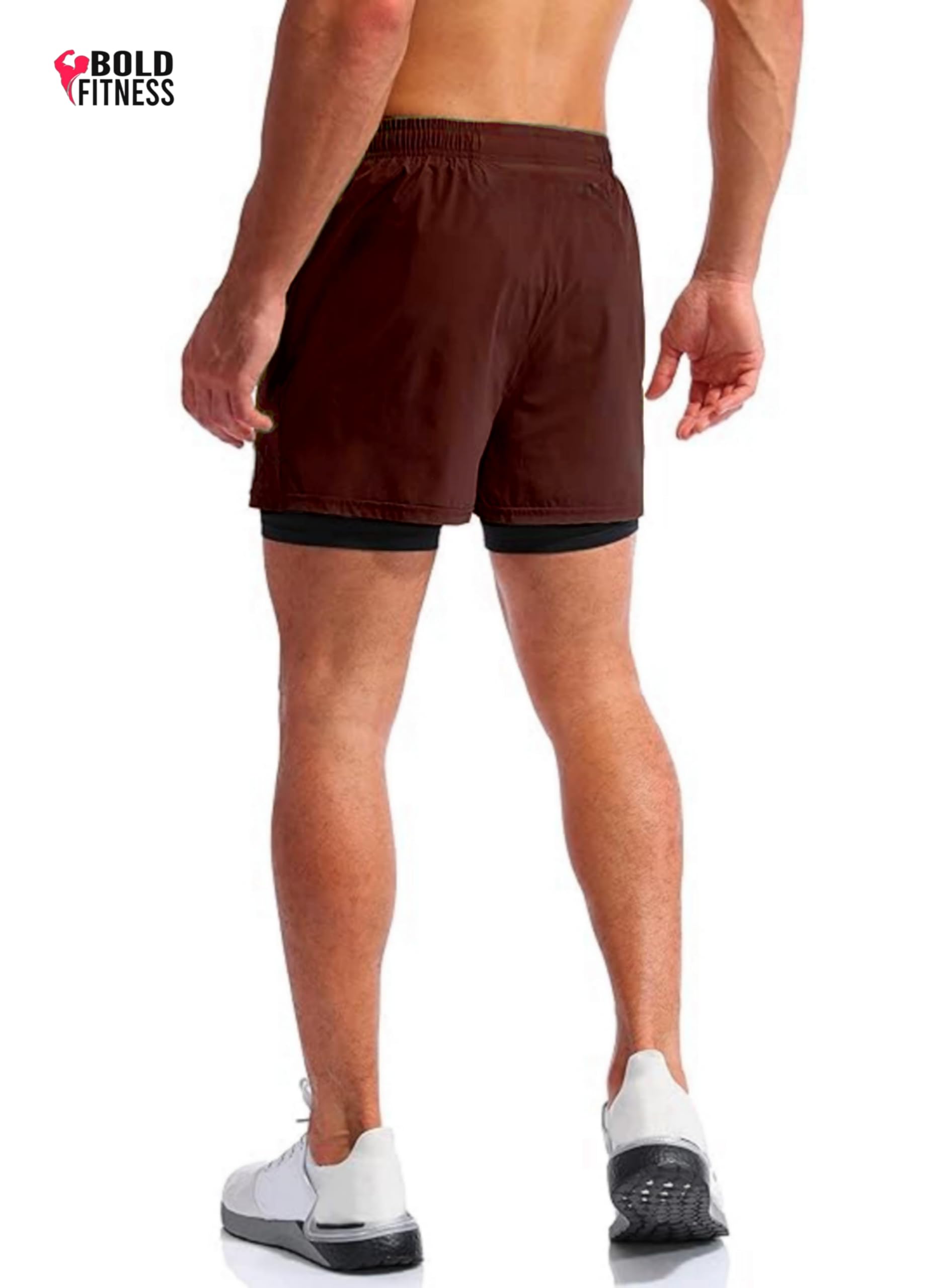 BOLD FITNESS Men's Activewear Shorts - Coffee Brown - Image 2