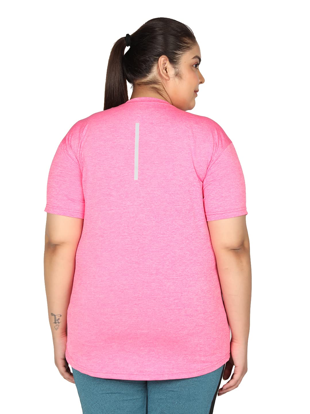 CHKOKKO Spacedye Pink Dry Fit T-Shirt for Women - Image 3