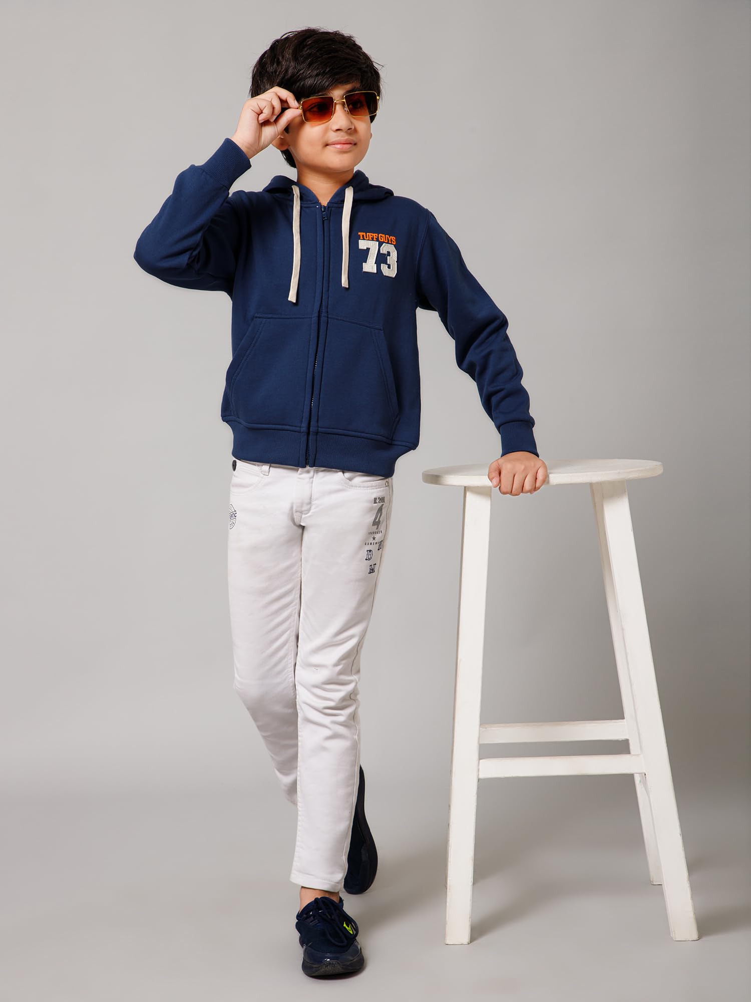 Alan Jones Boys Cotton Hooded Sweatshirt - Cobalt Blue - Image 4