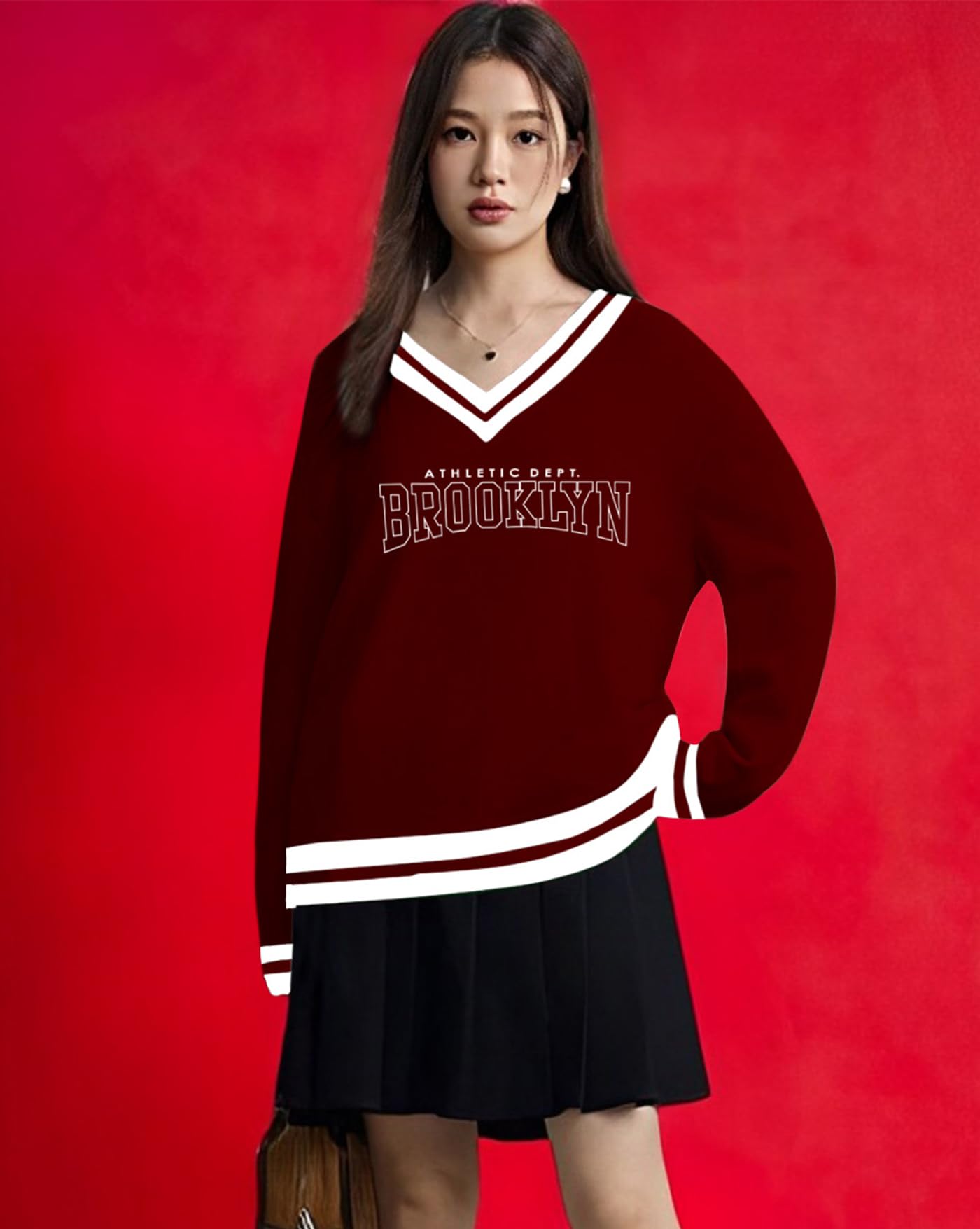 AUSK Women's Cotton Blend T-Shirt - Maroon - Image 4