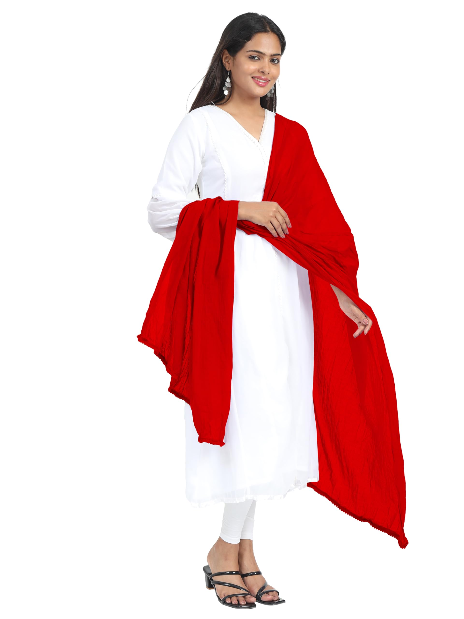 Miraan Pure Cotton Dupatta with Pom Pom Border - Image 4