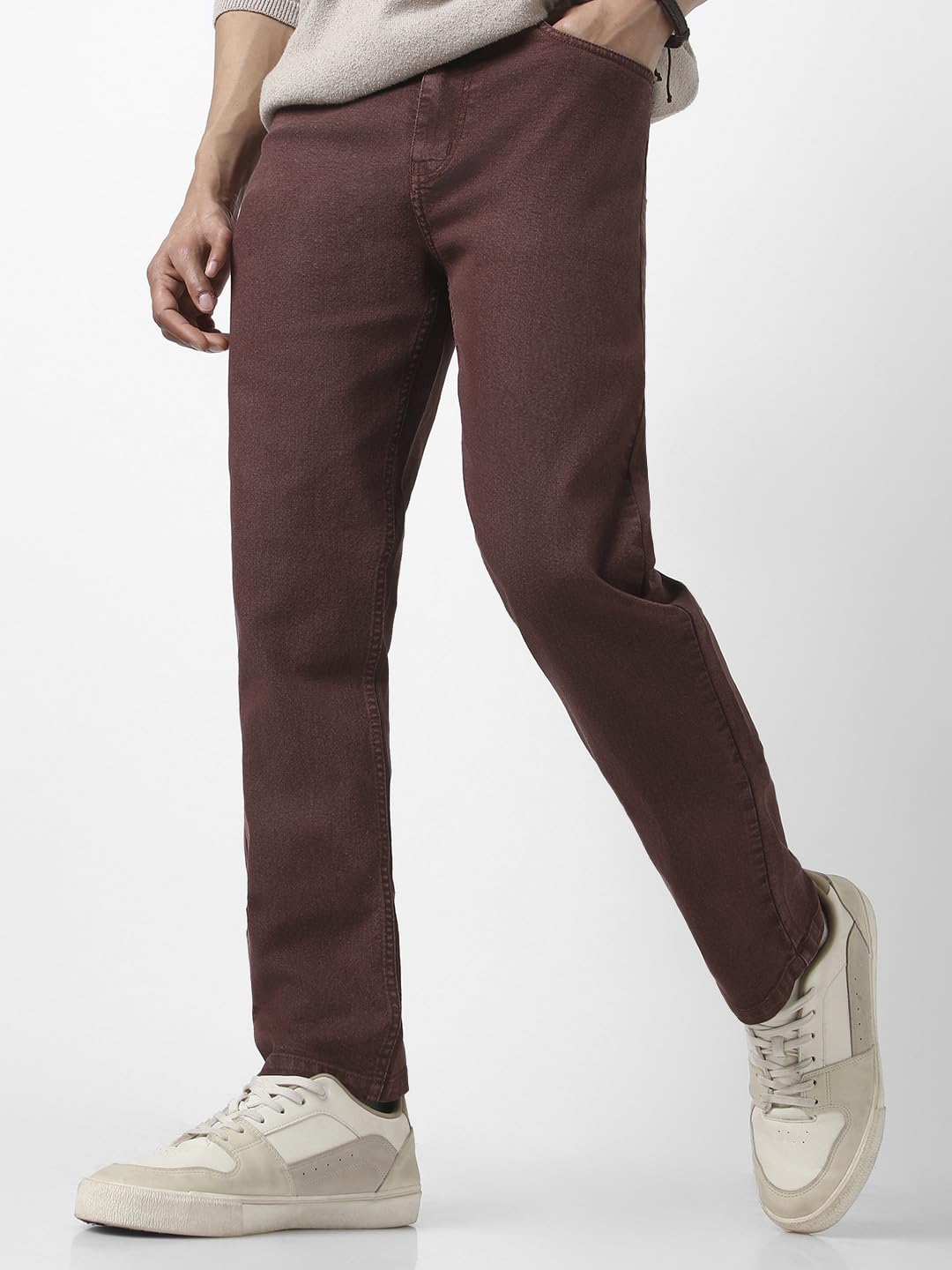 Urbano Fashion Men's Brown Straight Fit Jeans - Image 3