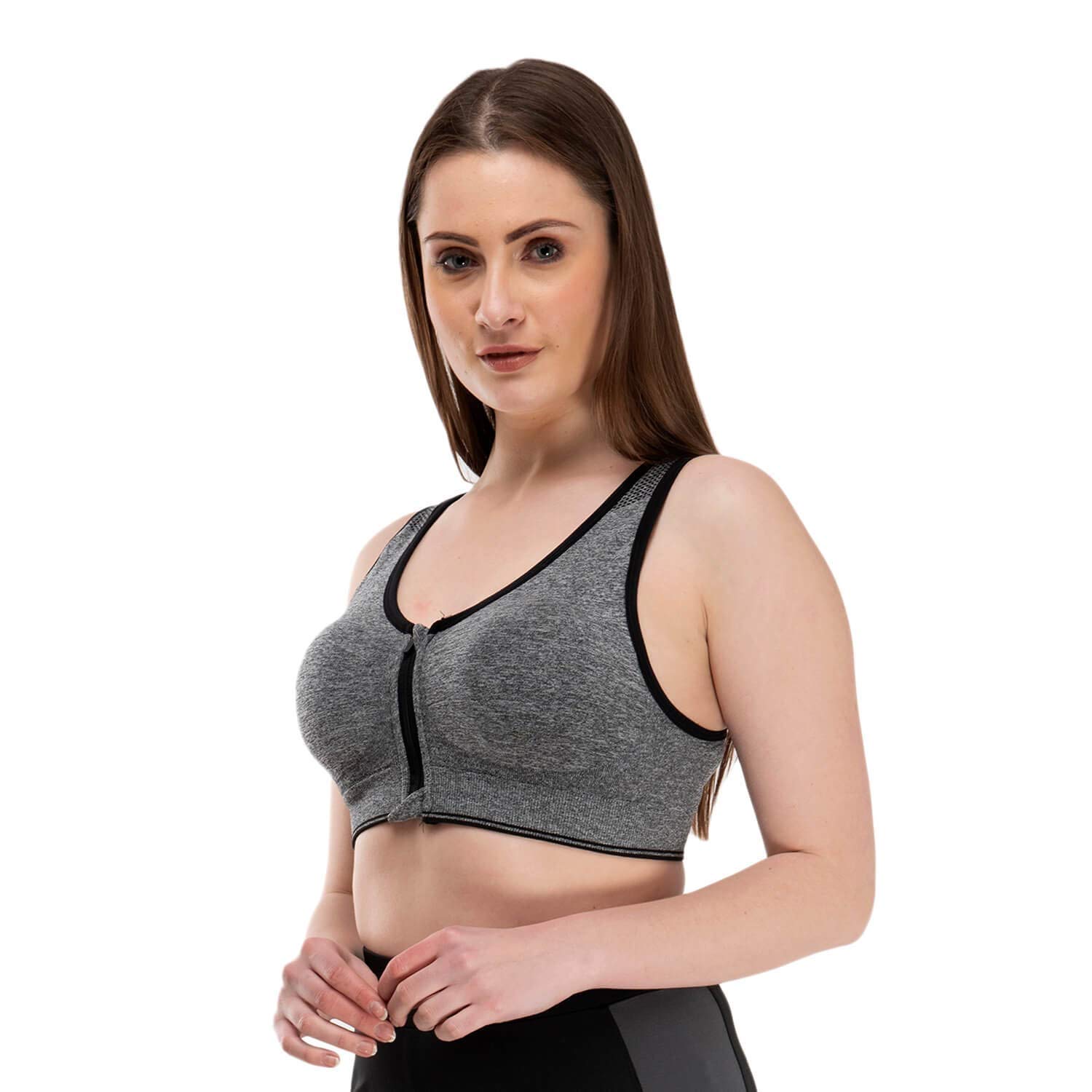 Mysha Women's Cotton Sports Bra - Grey - Image 4
