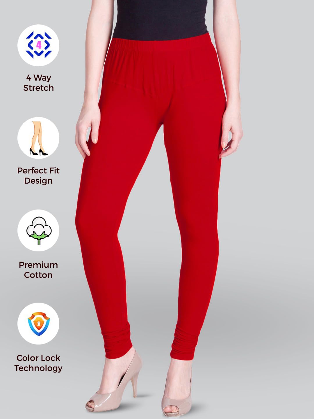 Lyra Women Churidar Leggings - Red - Image 4