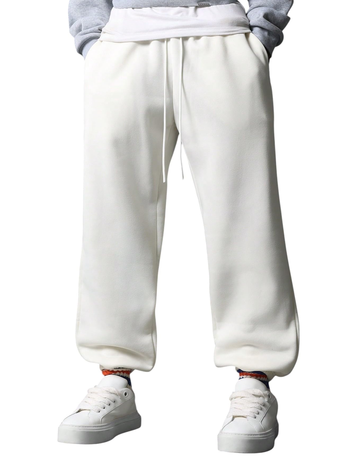 Dockstreet Men's Cinched Elastic Sweatpants - White