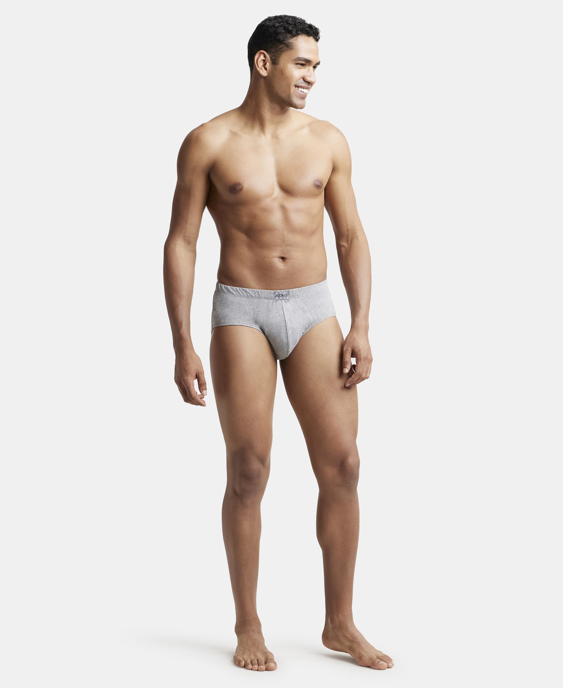 Jockey Men's Super Combed Cotton Brief - Grey Melange - Image 5