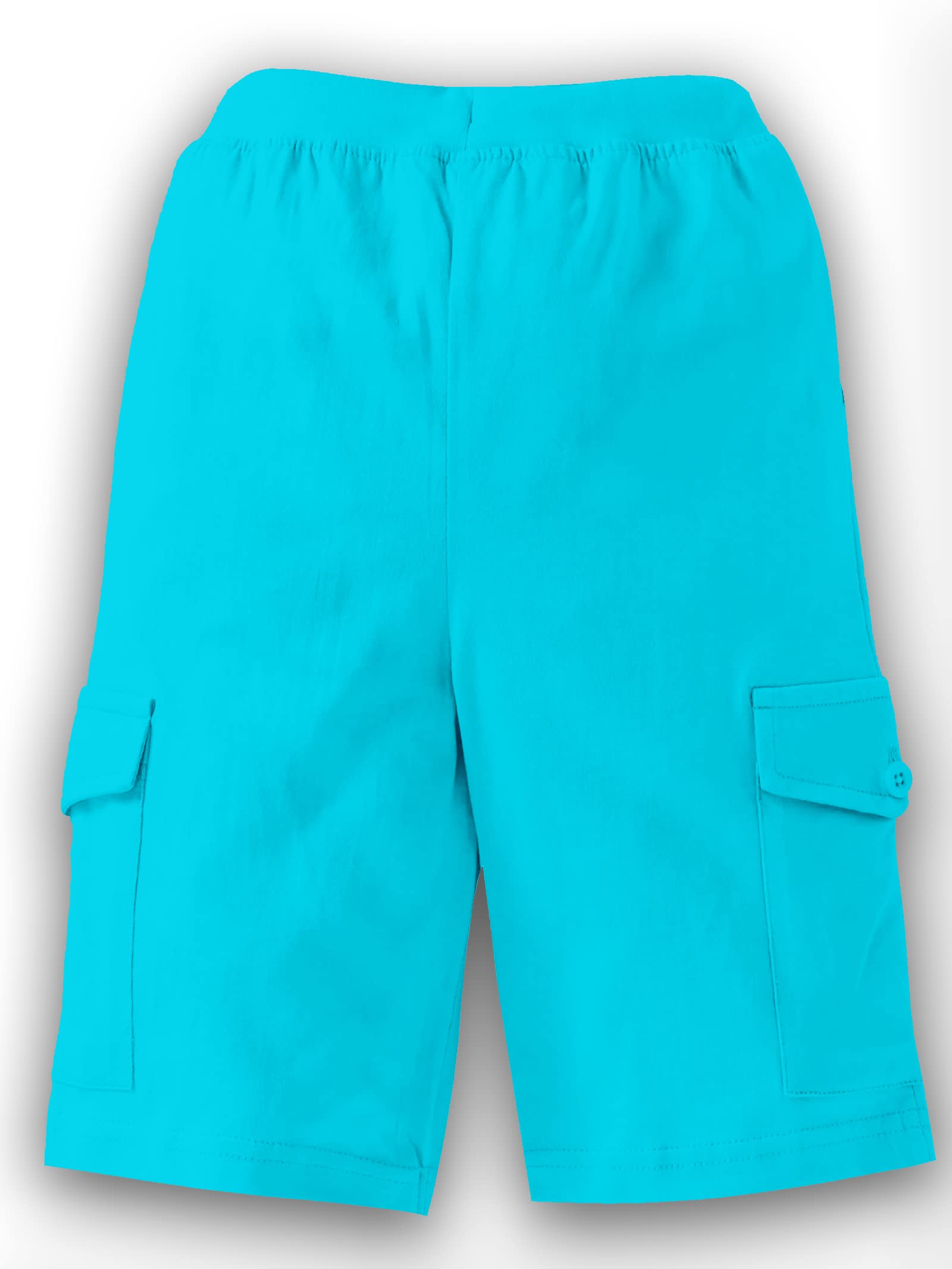KiddoPanti Boys Aqua Blue Knit Cargo Shorts - Image 3