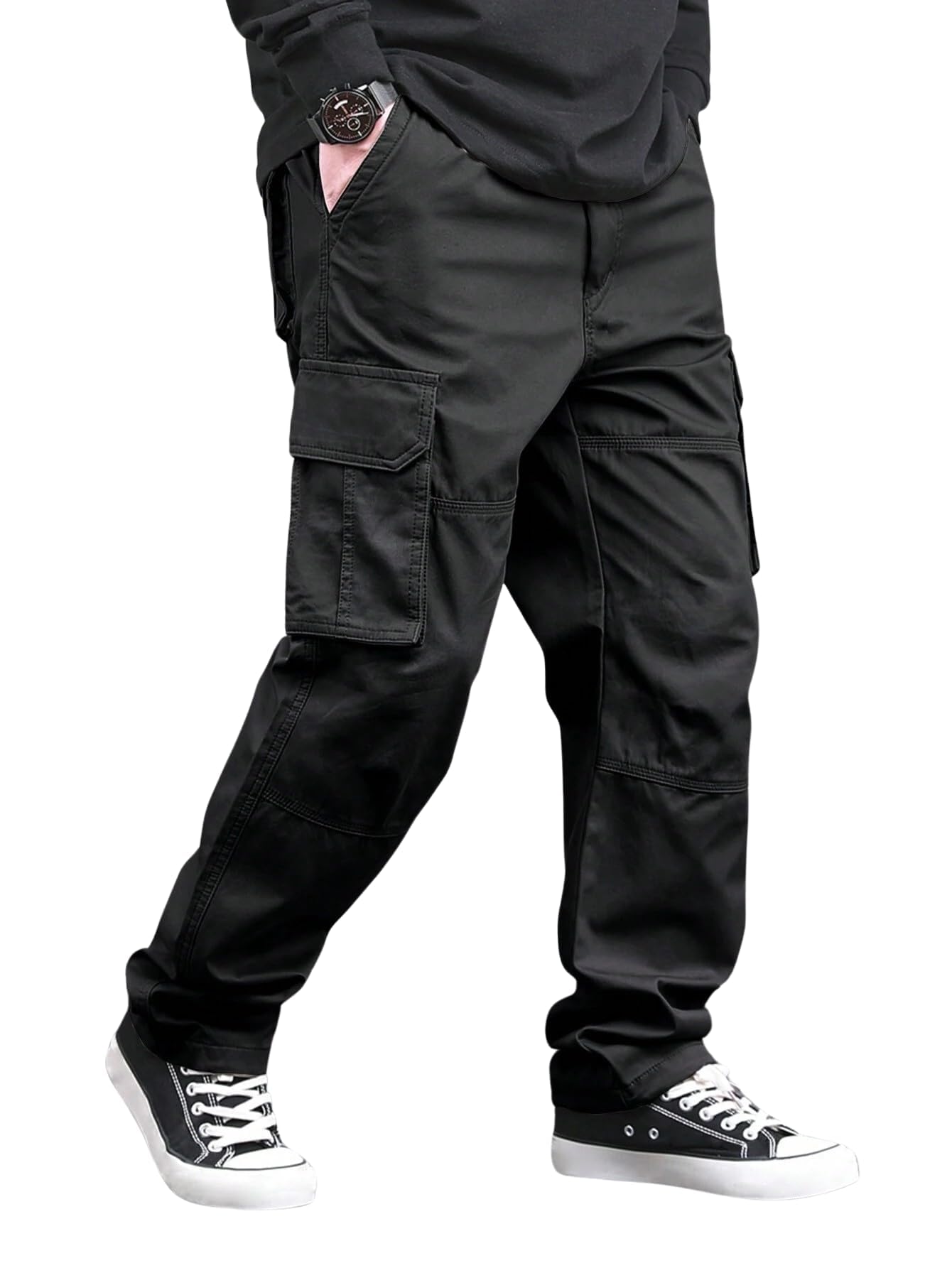 Lymio Men Cargo Pants Cotton - Black
