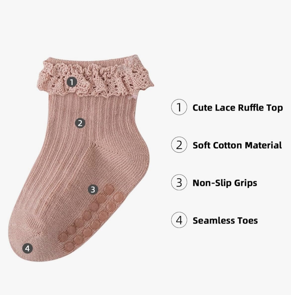 heartbury Baby Girls Cotton Anti Slip Socks - Colorful - Image 2