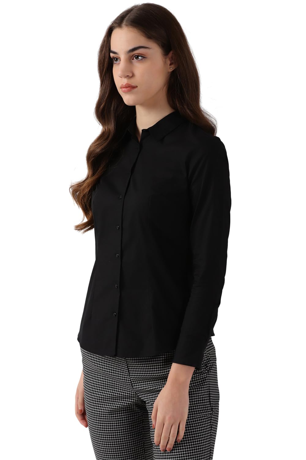 Van Heusen Women's Cotton Solid Shirt - Black - Image 2