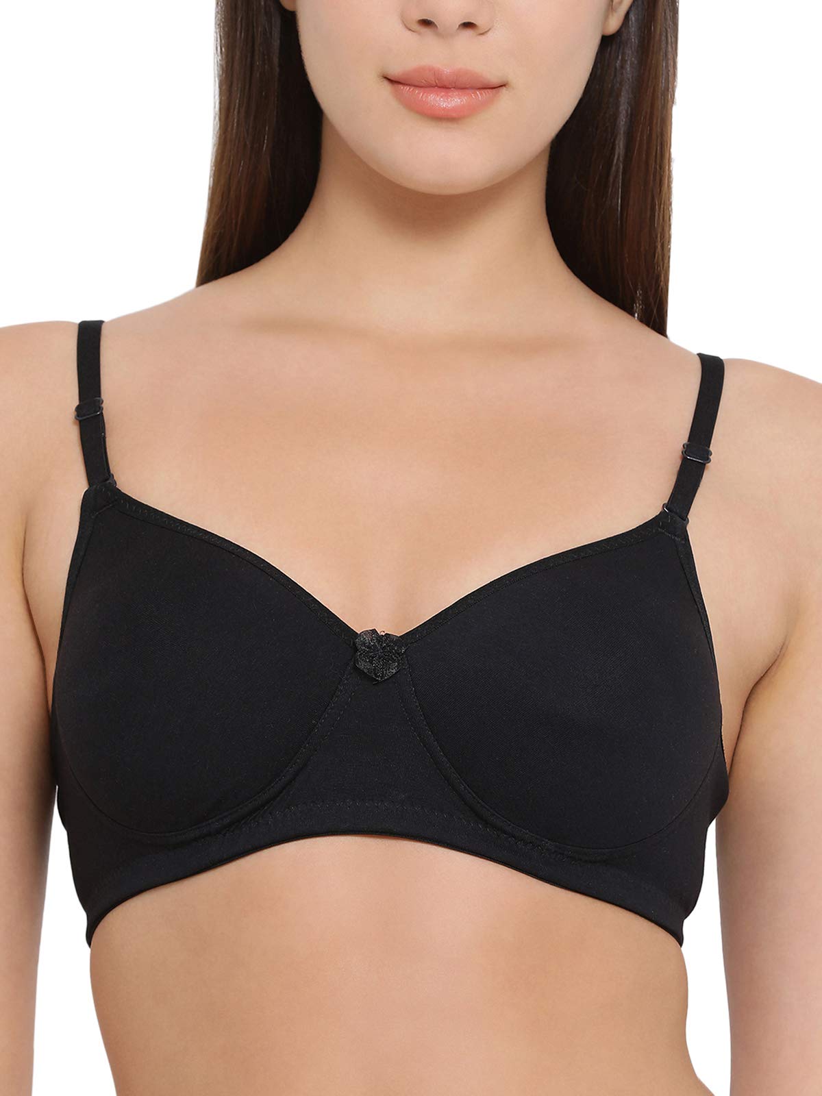 Clovia Women's Cotton Spandex Padded Bra - Black
