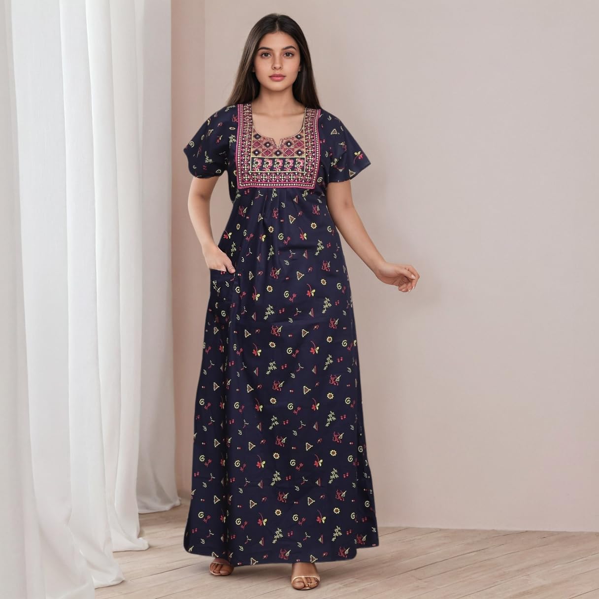 DIAMO Women's Nighty - Navy Blue - Image 2