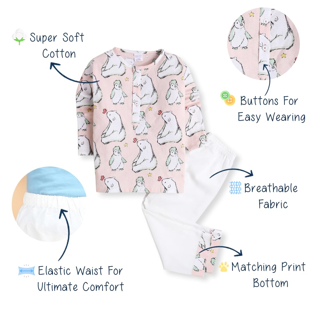 POLKA TOTS Cotton Kurta Pyjama Set for Kids - White - Image 5