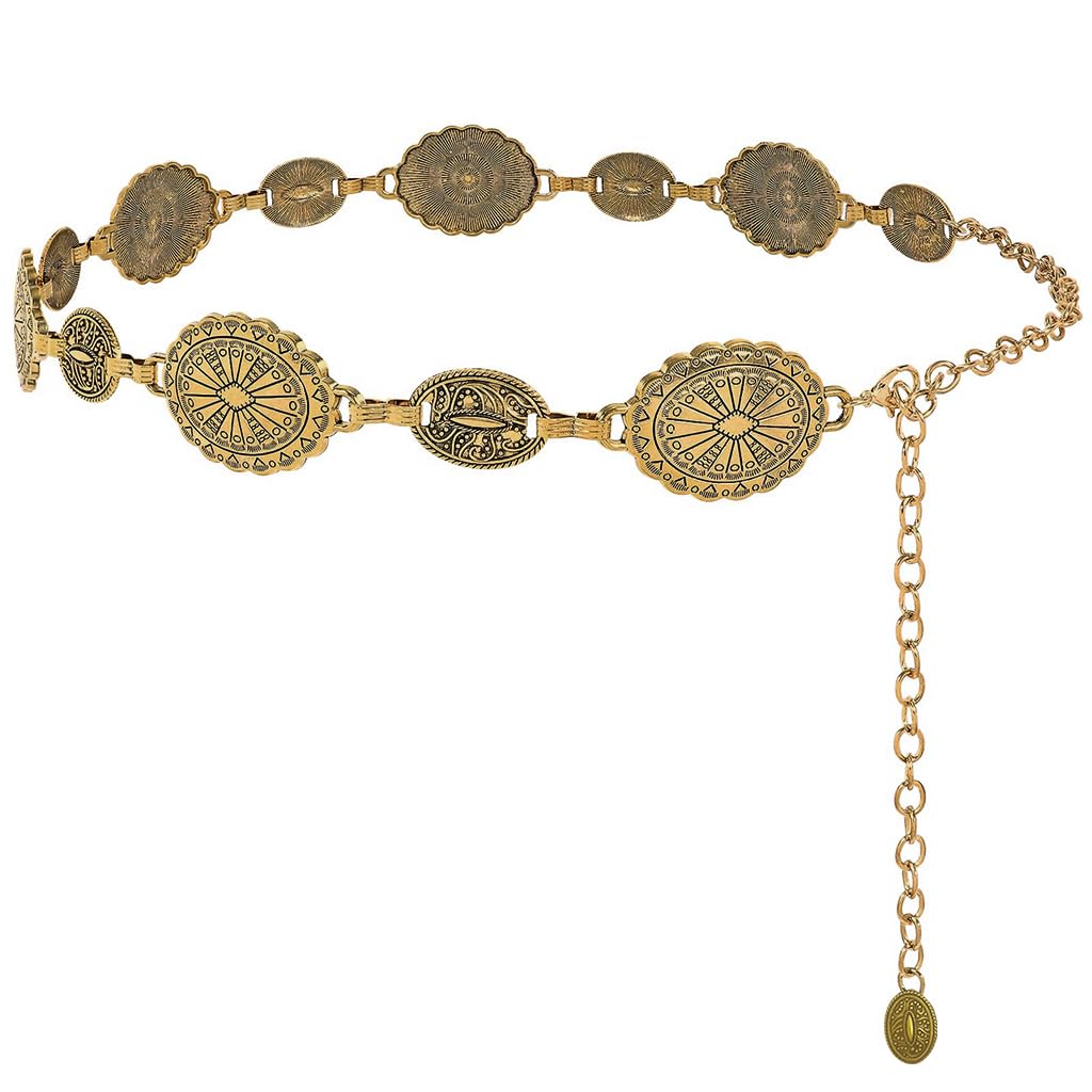 Golden Concho Waist Belt for Women