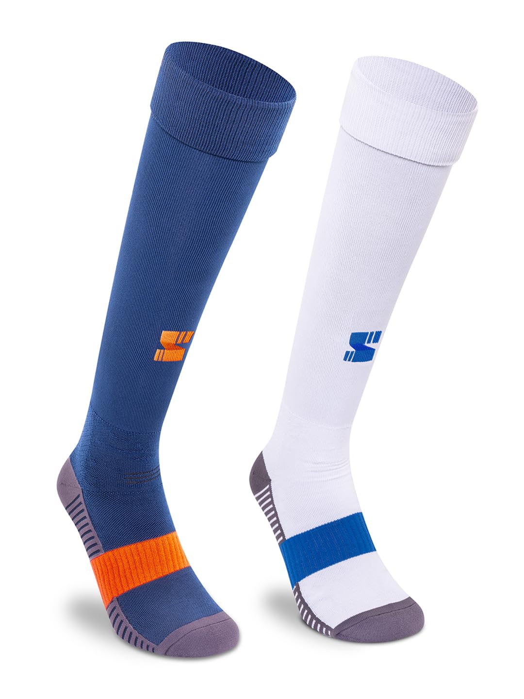 Supersox Kids Football Socks - Knee Length White Navy